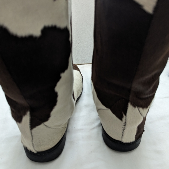 New Zealand Cow Boots US Size 9, White and Brown Hair - Picture 6 of 9